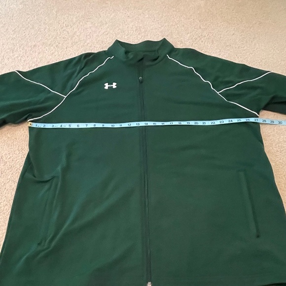 Under Armour Athletic Jacket - Full Zip - Dark Green w/ White Piping - Size: XXL - Picture 4 of 8